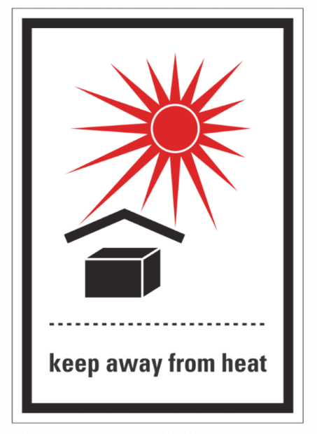 IATA NÁLEPKA SAMOLEPIACE - KEEP AWAY FROM HEAT (10,5 X 7,4CM) OZN. 29023